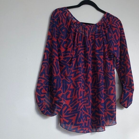 Romeo & Juliet Couture Blue and Red Blouse - Picture 4 of 5
